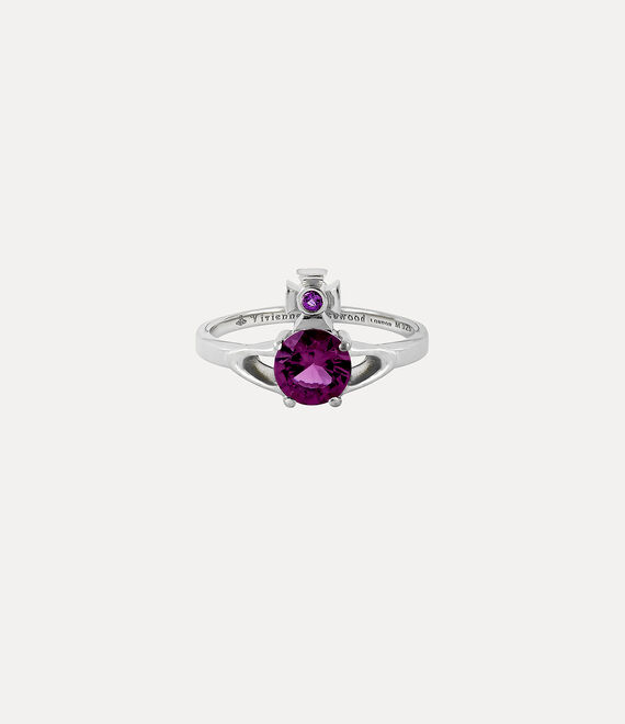 Vivienne Westwood Reina Petite Ring in PLATINUM/PURPLE CZ